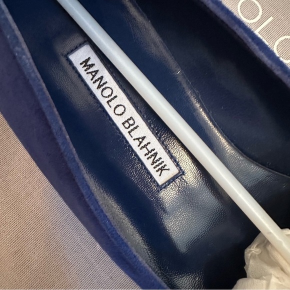 Manolo BLAHNIK MAYSALEPUMPFLAT Blue Suede Size 35 1/2 - Picture 8 of 17